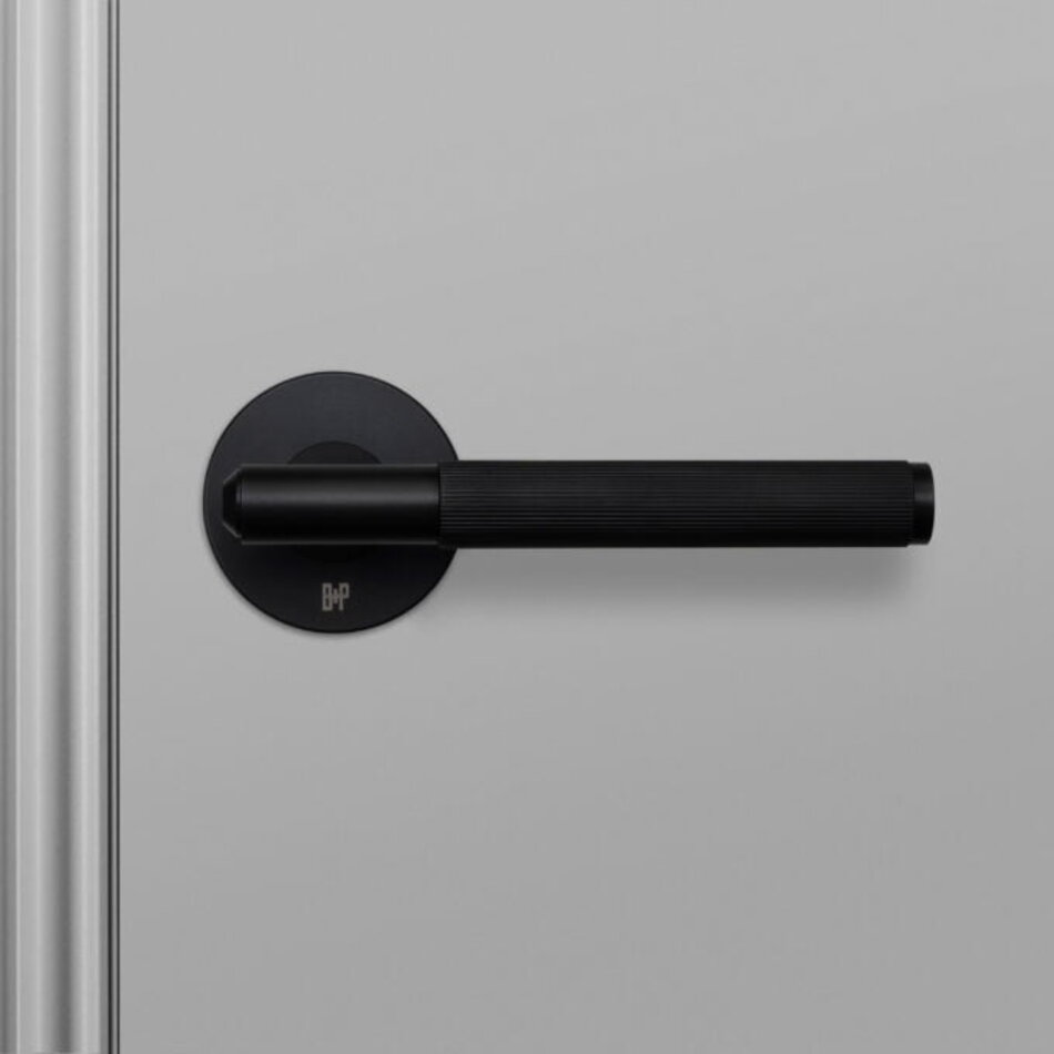 Buster and Punch Door handle in Black with Linear Pattern - Sprung Buster and Punch Door handle in Black with Linear Pattern - Sprung