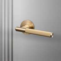 Fixed Door Handle in Gold Brass with Linear Pattern - Single-Sided