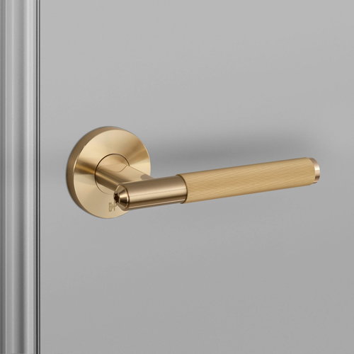 Buster and Punch Fixed Door Handle in Gold Brass with Linear Pattern - Single-Sided