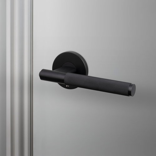 Buster and Punch Fixed Door Handle in Black with Linear Pattern - Single-Sided