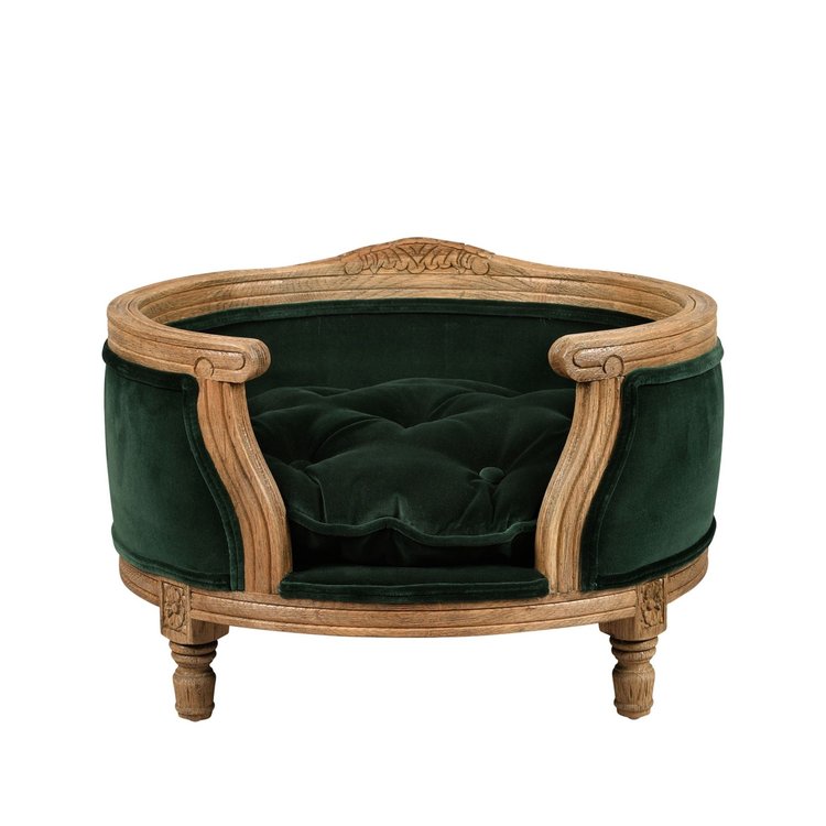 Lord Lou George Emerald Green Velvet Pet Bed