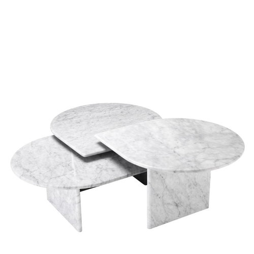 Eichholtz Coffee Table Naples white carrera marble set of 3