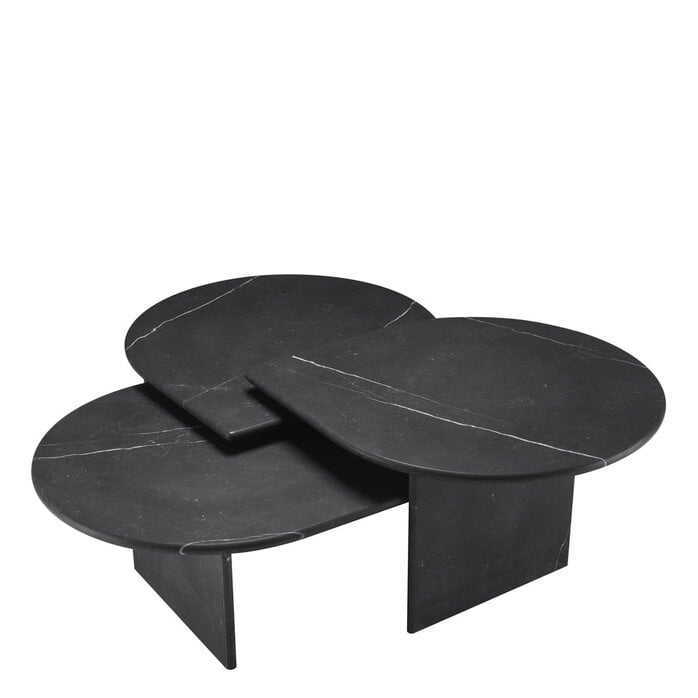 Eichholtz Coffee Table Naples honed black marble set of 3