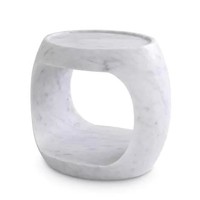 Side Table Clipper low honed white marble