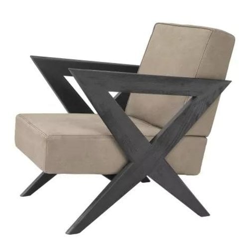 Eichholtz Chair Felippe black oak beige nubuck