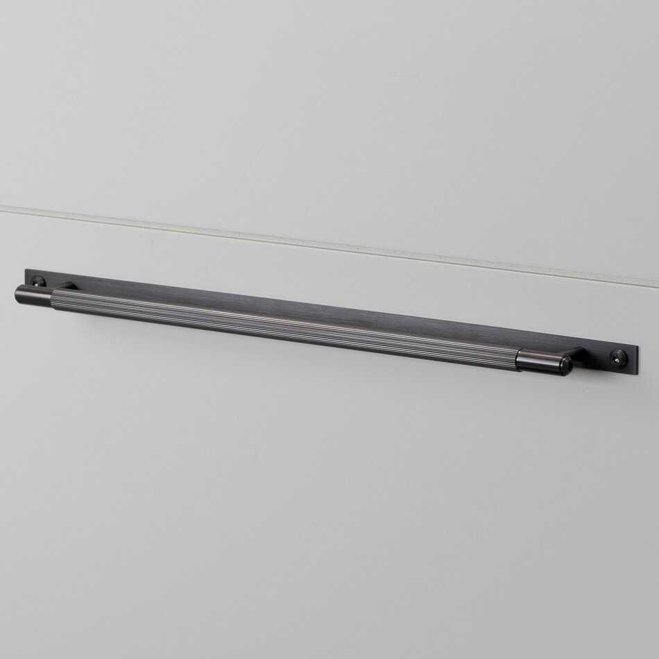 Buster and Punch Furniture Pullbar on Plate in Gun Metal with Linear Pattern