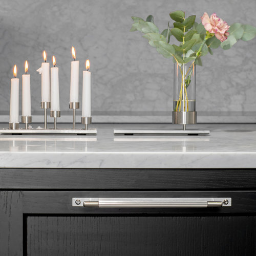 Buster and Punch Furniture Pullbar on Plate in Gun Metal with Linear Pattern