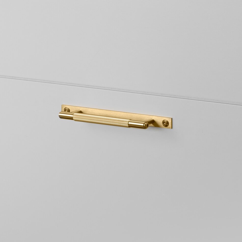 Buster and Punch Furniture Pullbar on Plate in Gold Brass with Linear Pattern