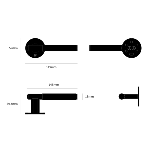 Buster and Punch Deurklink in Zwart met Linear Patroon - Verend