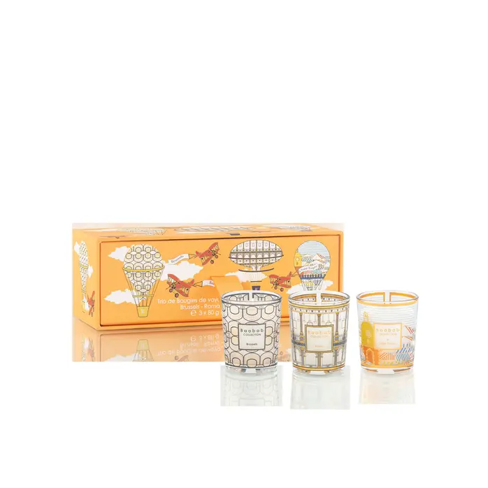 Baobab Trio Travel Candles Brussels-Roma-Saint Tropez