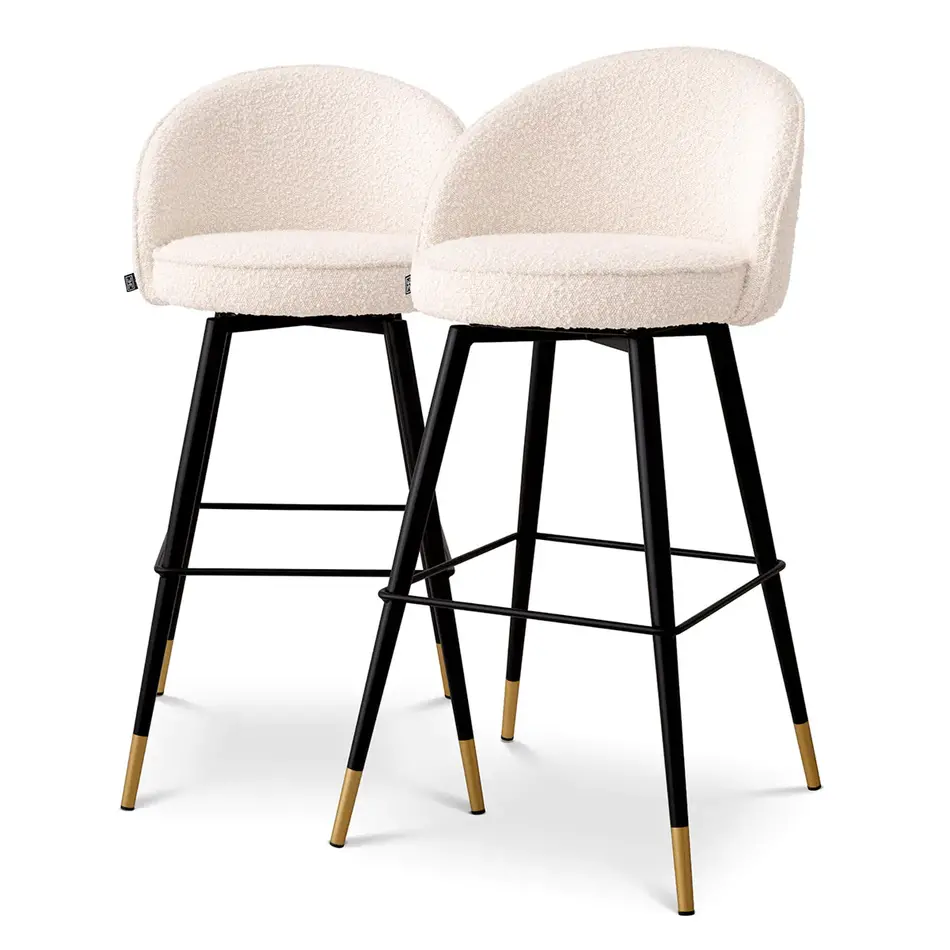 Eichholtz Bar Stool Cooper - Set of 2 - Bouclé Cream