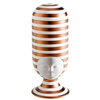 Sisters Clara Vase White with Matt Copper Stripes
