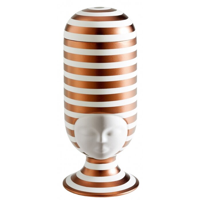 Bosa Ceramiche Sisters Clara Vase White with Matt Copper Stripes