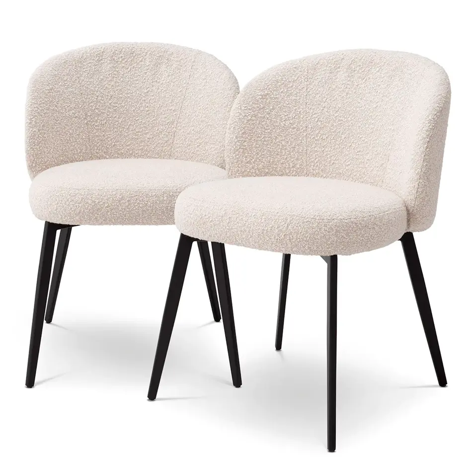 Eichholtz Dining chairs Lloyd - Set of 2 - Bouclé cream