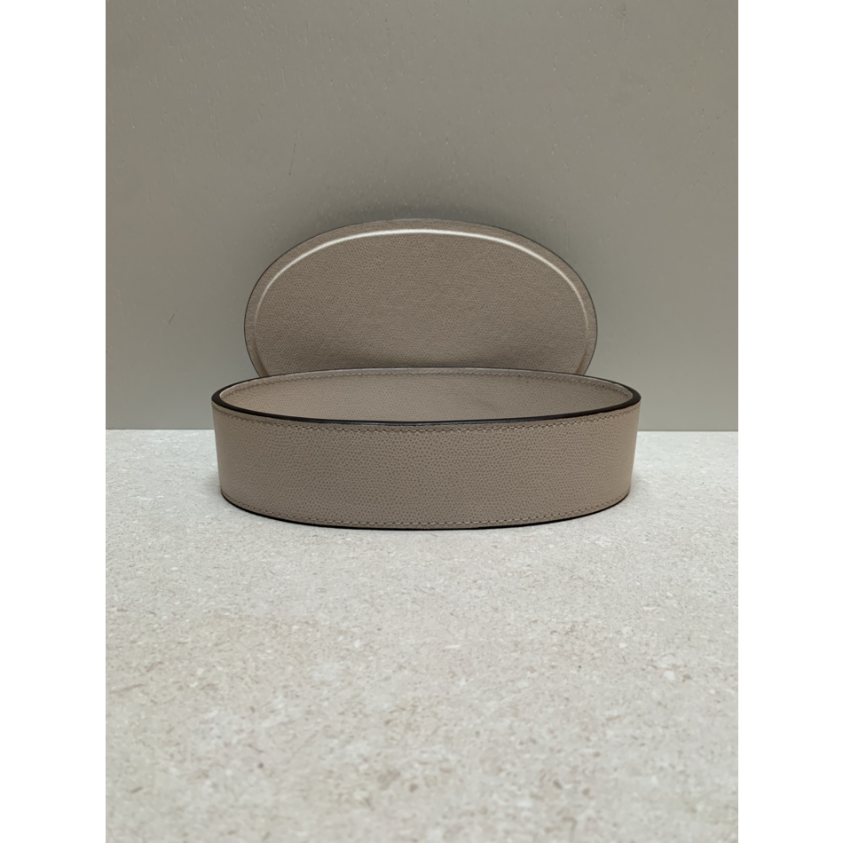 Giobagnara Harris Trinket Box Oval Large (HB071) - Printed Calfskin Golf Dusty Grey (G102ST102)