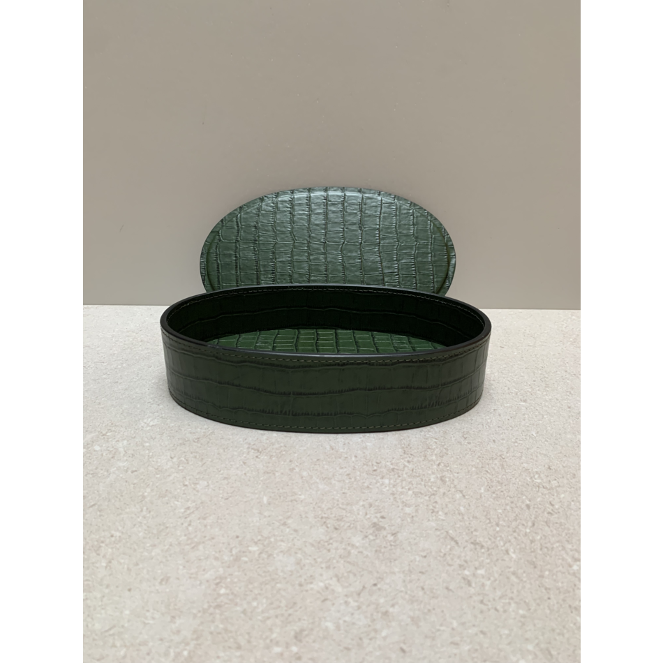 Giobagnara Harris Trinket Box Oval Short L crocodile (HB071) - green (C02)