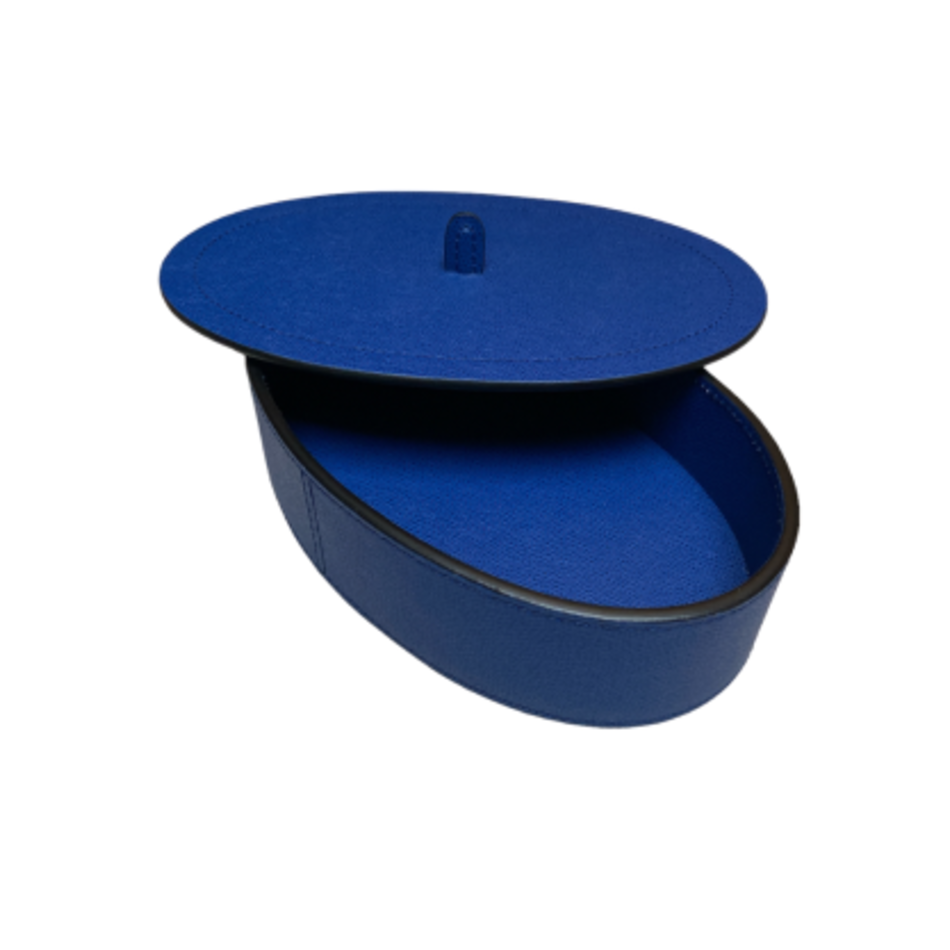 Giobagnara Harris Trinket Box Oval Large Short Calfskin (HB071) - Ultramarine (G32)