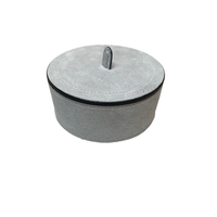 Harris Trinket Box Round Medium Short Suede (HB031) - Feather (A89)