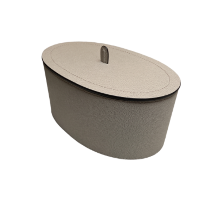 Giobagnara Harris Trinket Box Short Oval Large Tall HB071 - Printed Calfskin Golf: Stone (G83ST83)