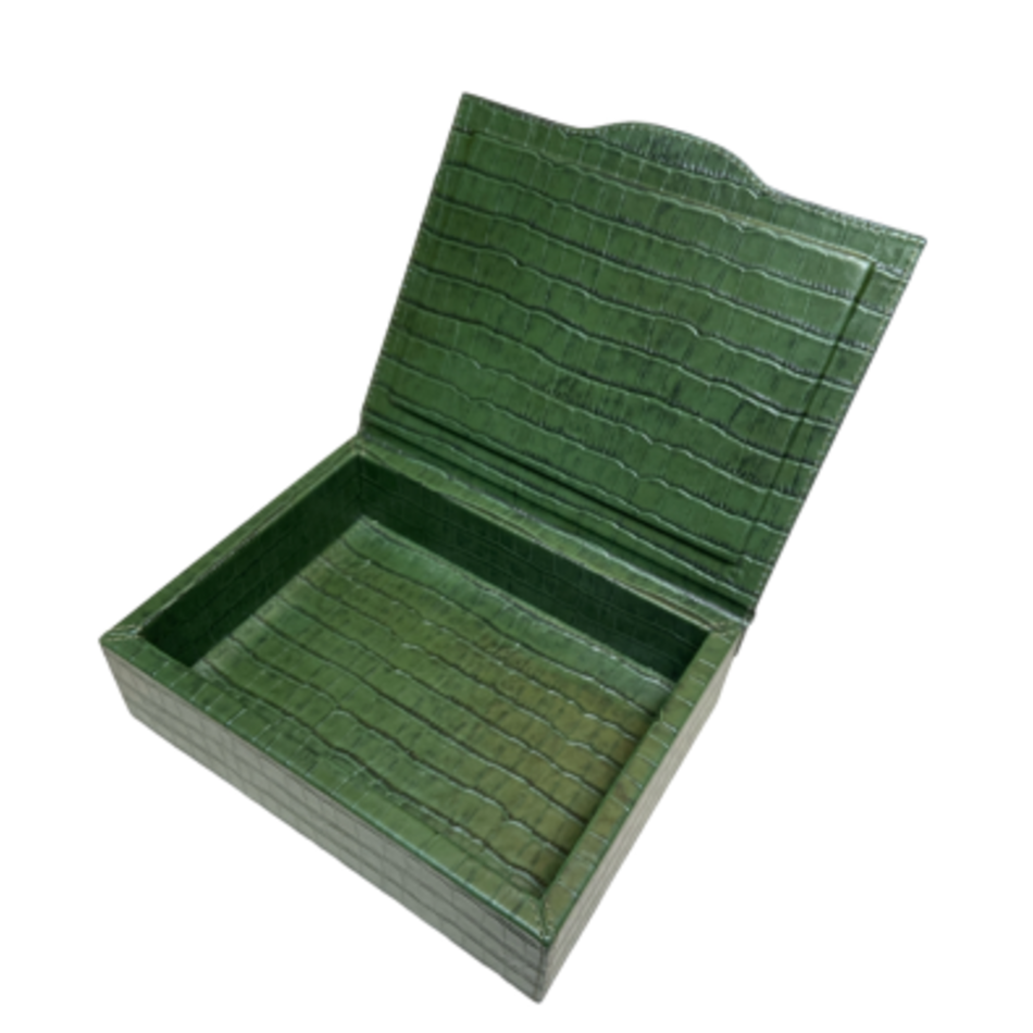 Giobagnara Luna Trinket Box Rectangular Small Crocodile (HB311) - Green (C02)