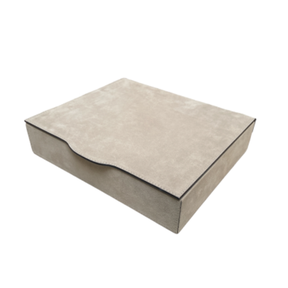 Giobagnara Luna Trinket Box Rectangular Large Suede (HB312) - Light Grey (A37)