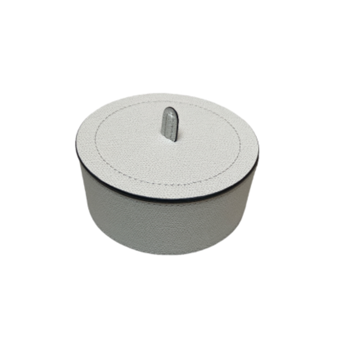 Giobagnara Harris Trinket Box Round Medium Short Calfskin (HB041) - Light Grey (G37)