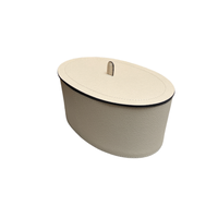 Harris Trinket Box Tall Oval Large HB072 - Printed Calfskin Golf: Stone (G83ST83)