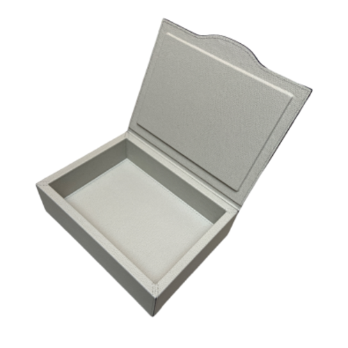 Giobagnara Luna Trinket Box Rectangular Small Printed Calfskin (HB311) - Light Grey (G37)