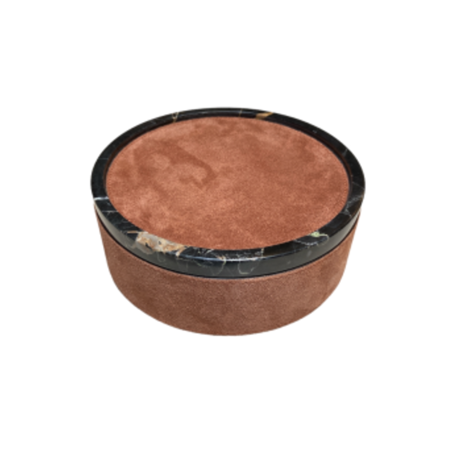Giobagnara Polo Marmo Stackable Box Round small Suede (HB641M55) - Siena (A08)