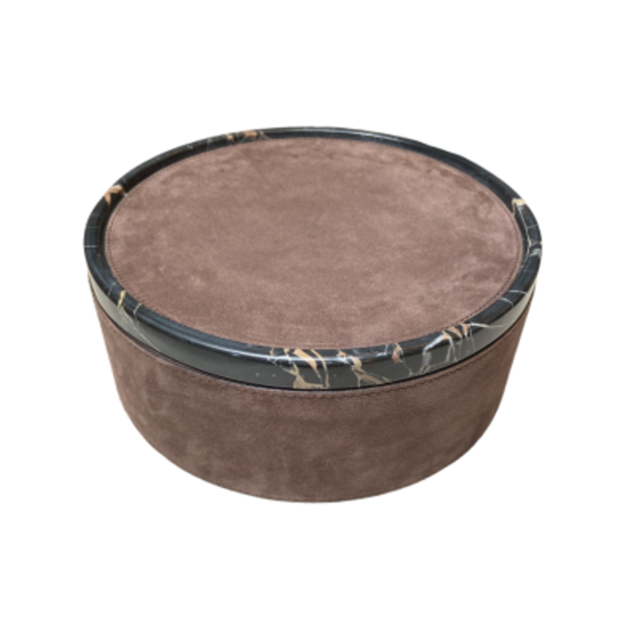 Giobagnara Polo Marmo Stackable Box Round Large Suede (HB643M80) - Chocolate (A75)