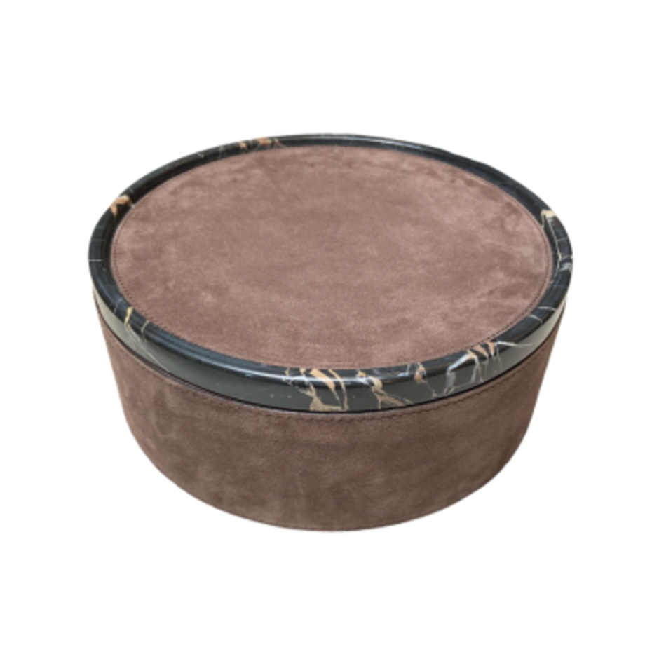 Giobagnara Polo Marmo Stackable Box Round Large Suede (HB643M80) - Chocolate (A75)