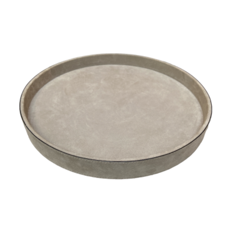 Giobagnara Polo Tray Round Small Calfskin Suede (TV051) - Light Grey (A37)