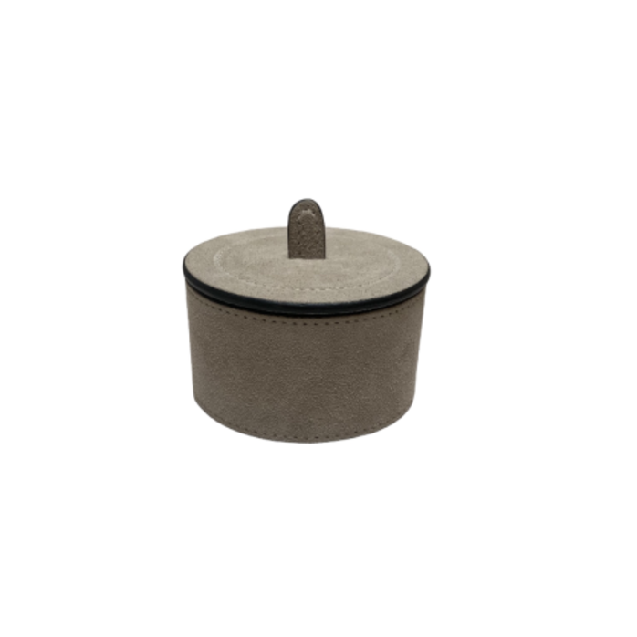 Giobagnara Harris Trinket Box Short Round Small Suede (HB031) -  Light Grey (A37)