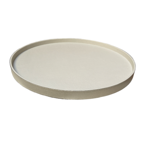 Giobagnara Polo Tray Round Large Printed Calfskin (TV052) - Light Grey (G37)