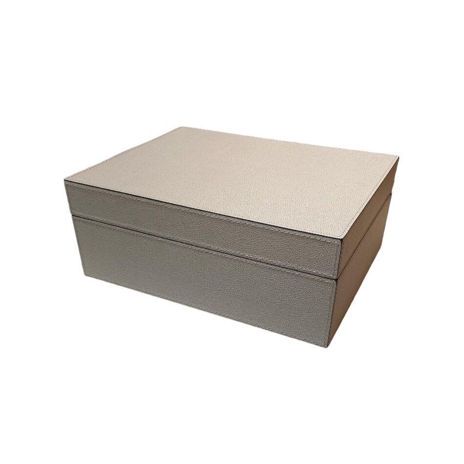 Giobagnara Tea Box Small Printed Calfskin (TA094) - Stone (G83)