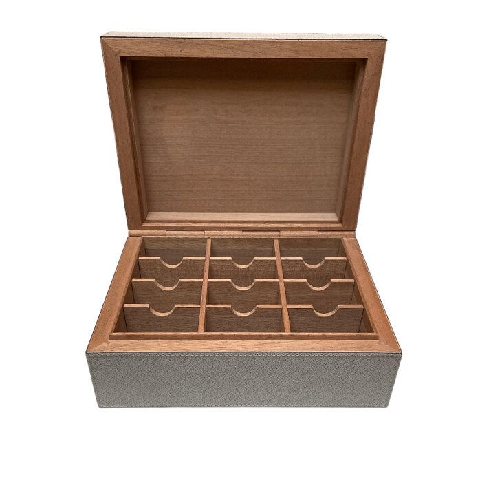 Giobagnara Tea Box Small Printed Calfskin (TA094) - Stone (G83)