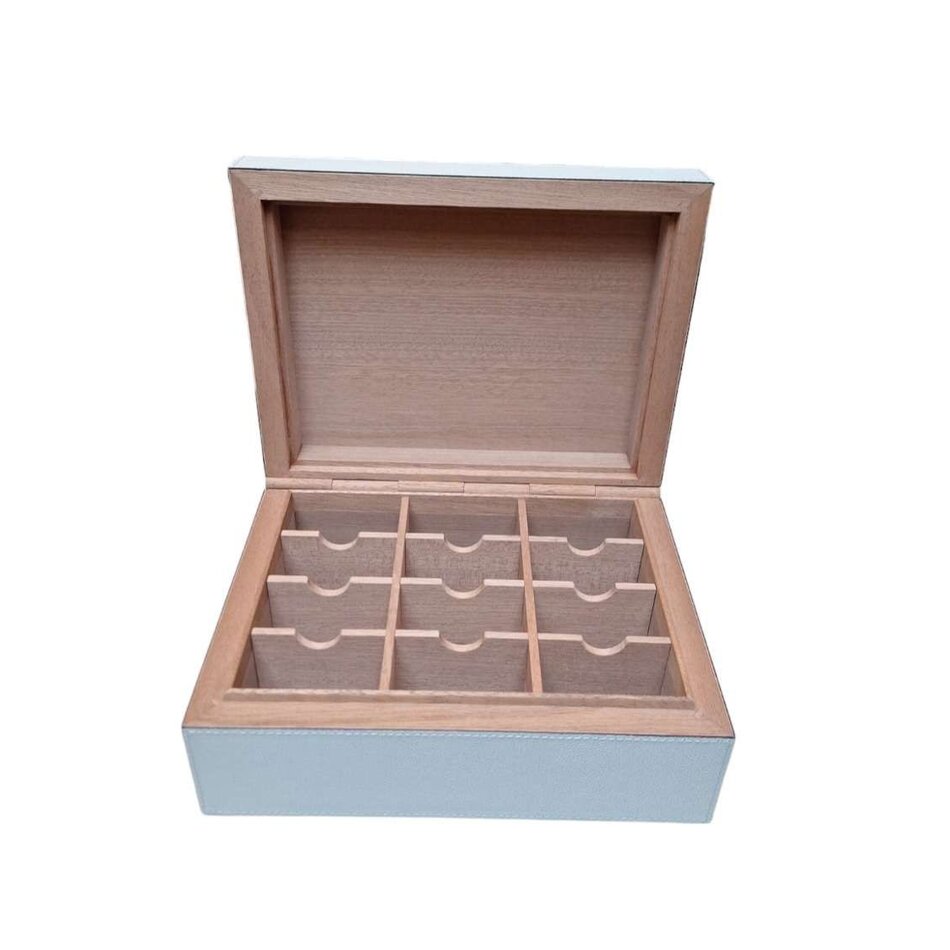 Giobagnara Tea Box Small Printed Calfskin (TA094) - Light Grey (G37)