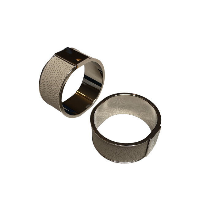 Giobagnara Lux Napkin Ring Palladium Calfskin Golf (TA021) - Stone (G21)