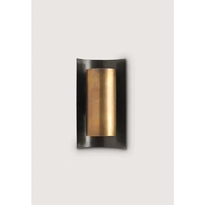 Porta Romana Large Covex Wall Light Bronze and Antiqued Brass