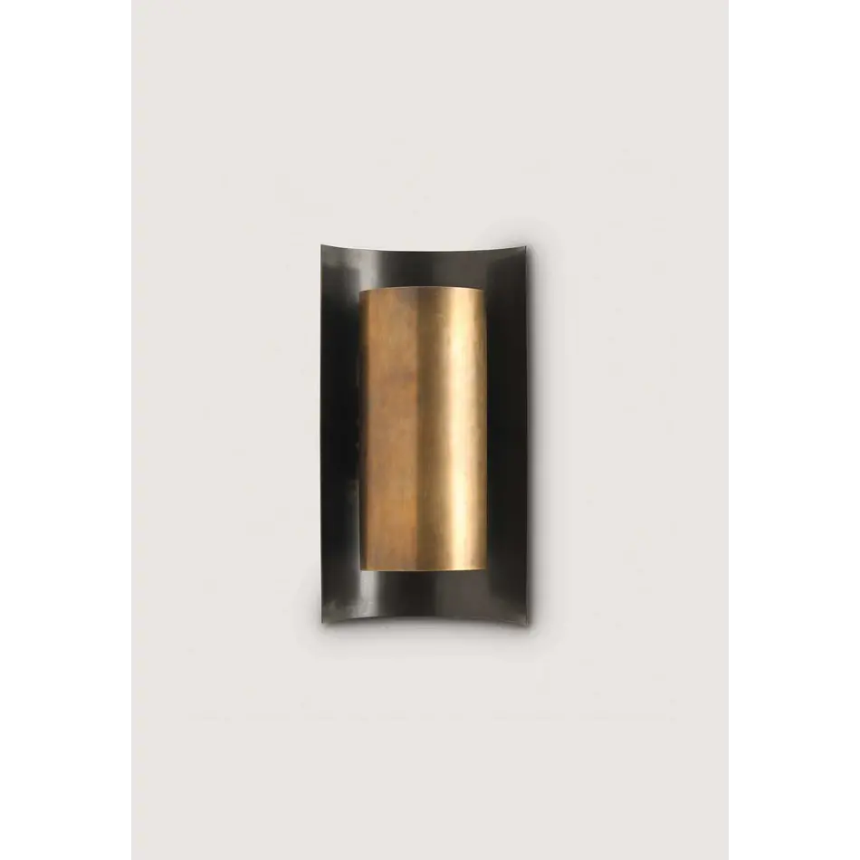 Porta Romana Large Covex Wall Light Bronze and Antiqued Brass