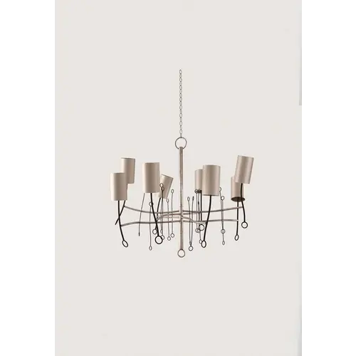 Porta Romana Short Lollipop Chandelier Scratched Silver