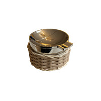 Toledo Leather & Rattan Ashtray Printed Calfskin Golf (PFS768) - Cappuccino (G42)