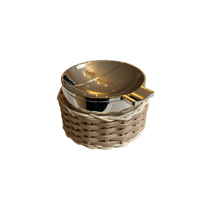 Giobagnara Toledo Leather & Rattan Ashtray Printed Calfskin Golf (PFS768) - Cappuccino (G42) Giobagnara Toledo Leather & Rattan Ashtray Printed Calfskin Golf (PFS768) - Cappuccino (G42)