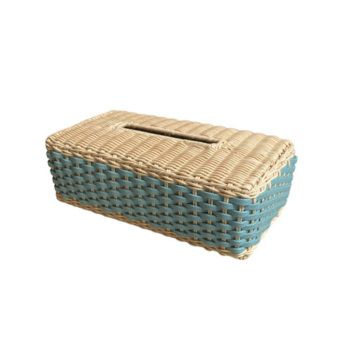 Giobagnara Antibes Leather & Rattan Rectangular Tissue Holder Printed Calfskin Golf (PFB105) - Sky (G66) Giobagnara Antibes Leather & Rattan Rectangular Tissue Holder Printed Calfskin Golf (PFB105) - Sky (G66)