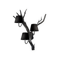 Oak wall lamp 3-light black