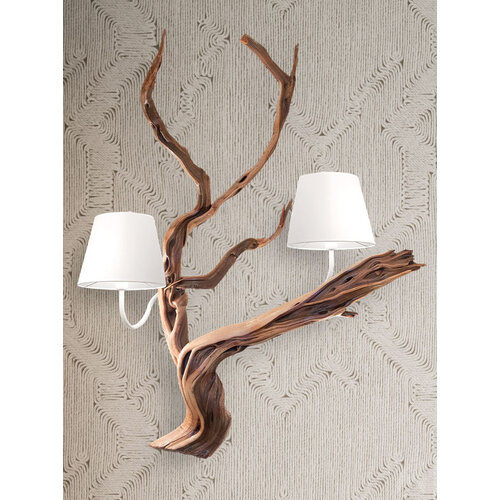 Maretti Lighting Oak wall lamp 3-light wood color