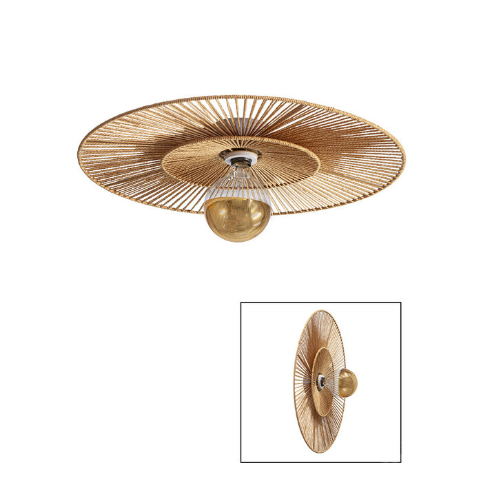 Maretti Lighting CAPPELLO CEILING/WALL LIGHT WHITE WITH NATURAL SHADE