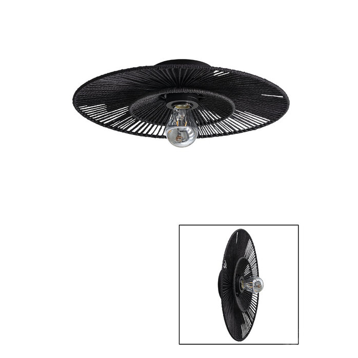 Maretti Lighting CAPPELLO CEILING/WALL LIGHT 40CM BLACK WITH BLACK SHADE