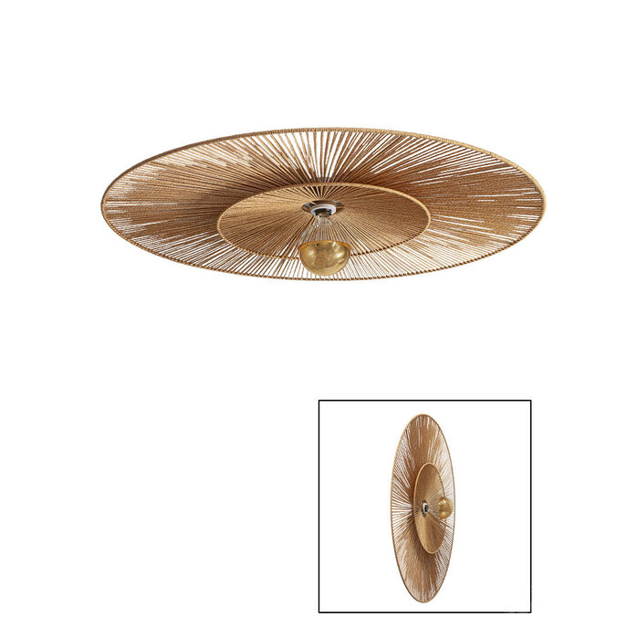 Maretti Lighting CAPPELLO CEILING/WALL LIGHT 100CM WHITE WITH NATURAL SHADE