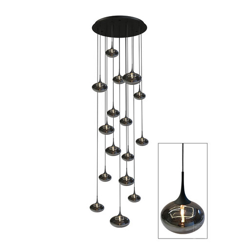 Maretti Lighting PARADISO PENDANT LAMP 16-LIGHT RANDOM WITH SMOKE GLASS